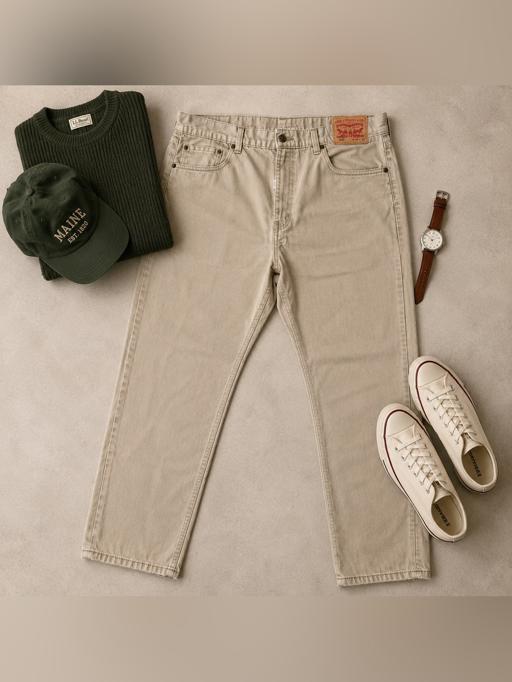 Levi’s 505 Straight Leg Jeans Beige Tan 40x30